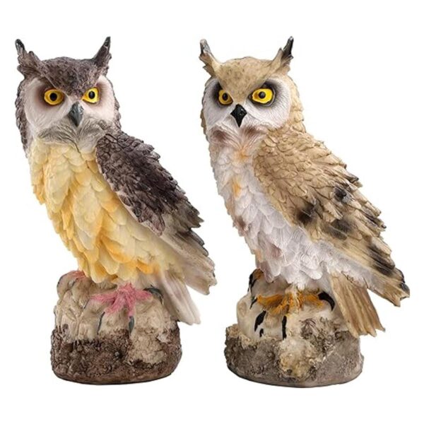 DEAYOU Paquete de 2 estatuas de búho con cuernos falsos