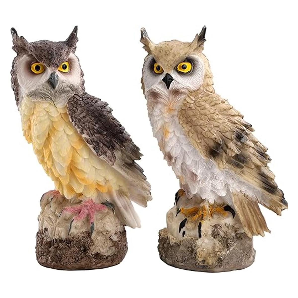 DEAYOU Paquete de 2 estatuas de búho con cuernos falsos