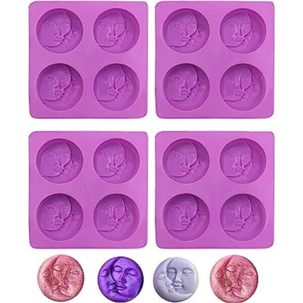 DDlife 4 moldes de jabón de silicona para cara de sol y