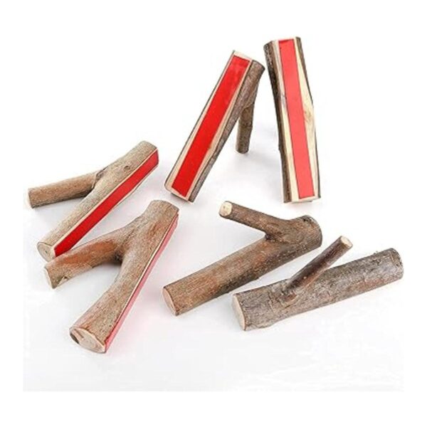 DEAYOU 6 ganchos de pared de árbol de madera adhesivos de