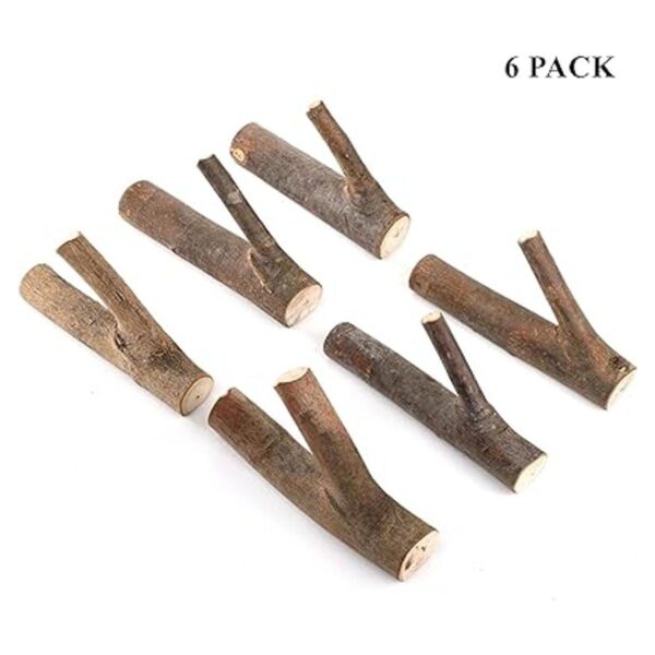 DEAYOU 6 ganchos de pared de árbol de madera adhesivos de