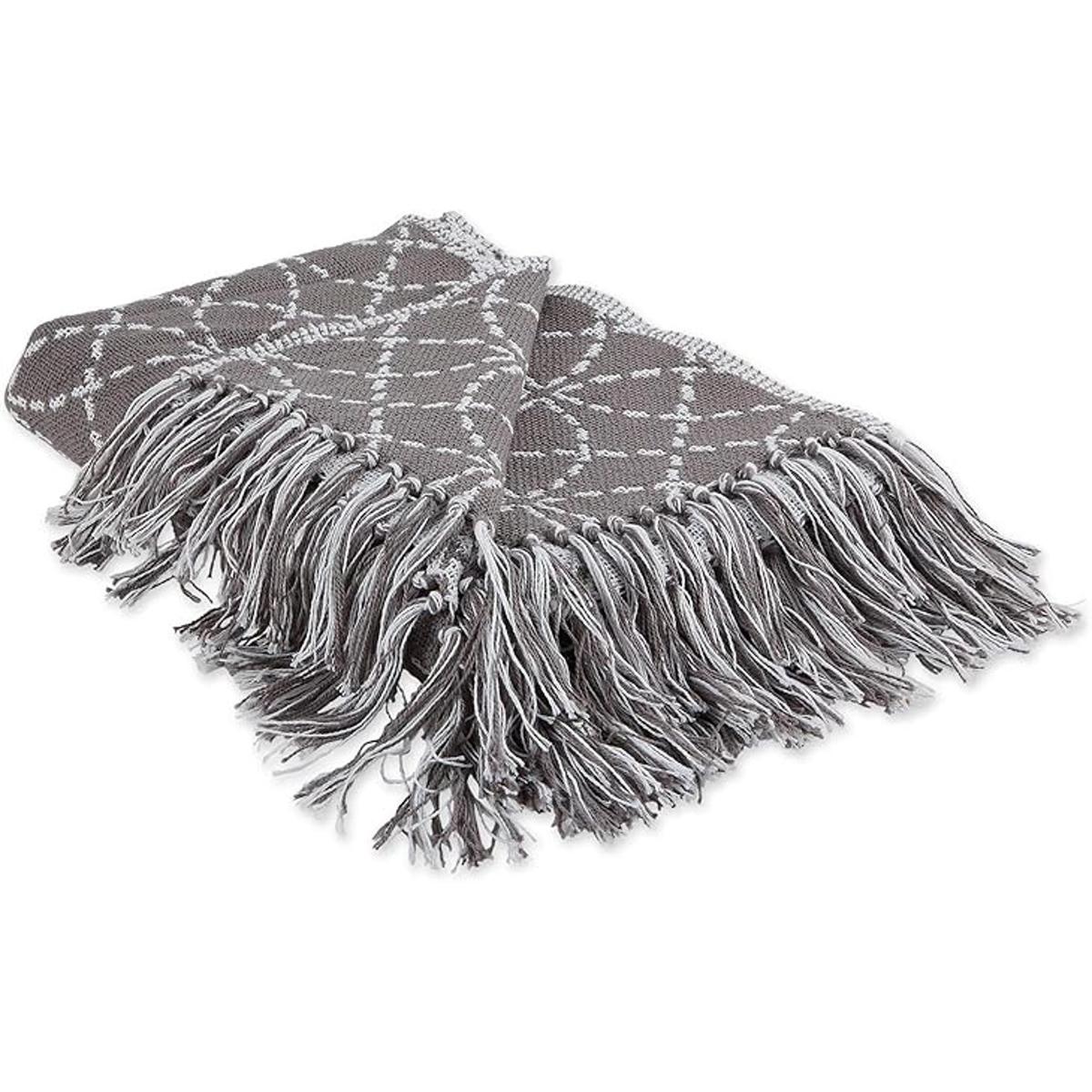 DII Manta de algodón marroquí con flecos para silla