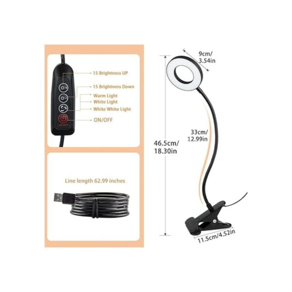 DLLT Luz de clip regulable 48 luces LED USB para lectura_4