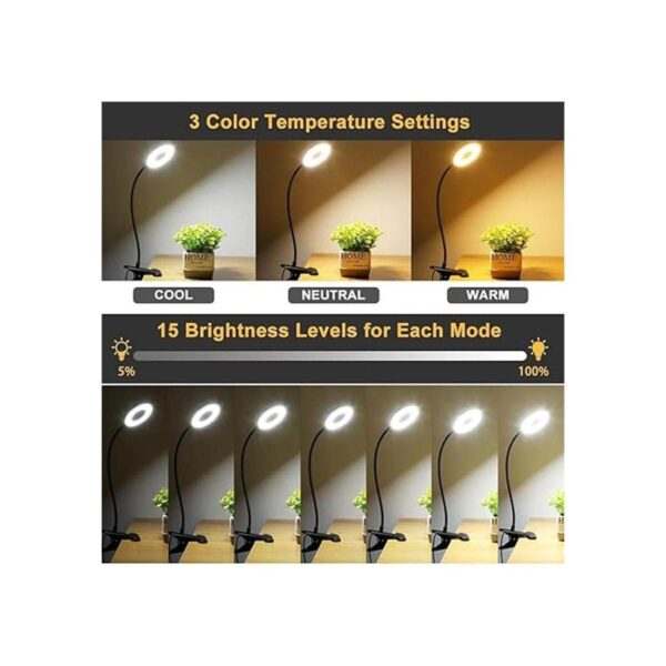 DLLT Luz de clip regulable 48 luces LED USB para lectura_2