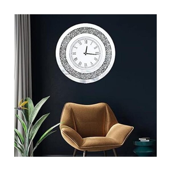 DMDFIRST Reloj de espejo redondo plateado brillante