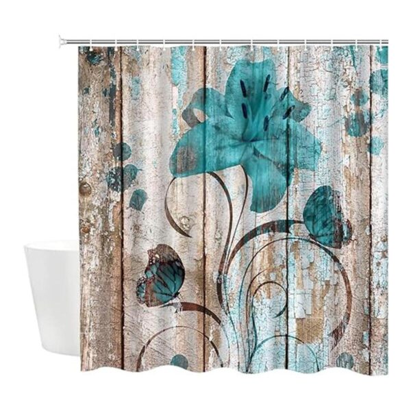 DMTTY Cortina de ducha de flores florales juego de