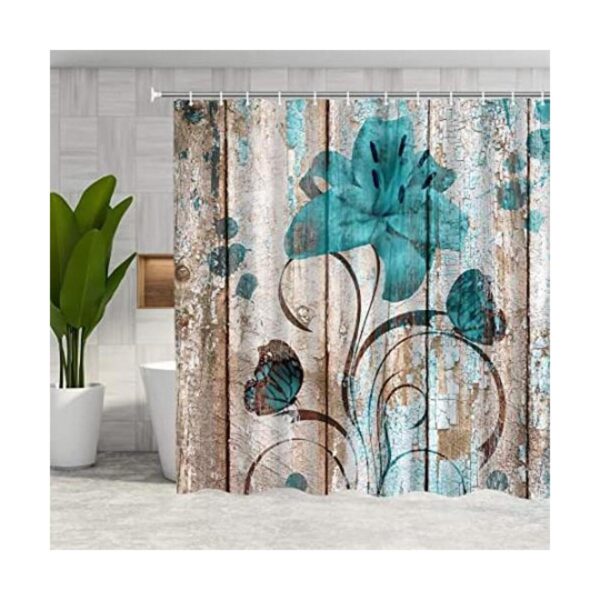DMTTY Cortina de ducha de flores florales juego de