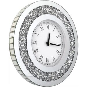 DMDFIRST Reloj de espejo redondo plateado brillante