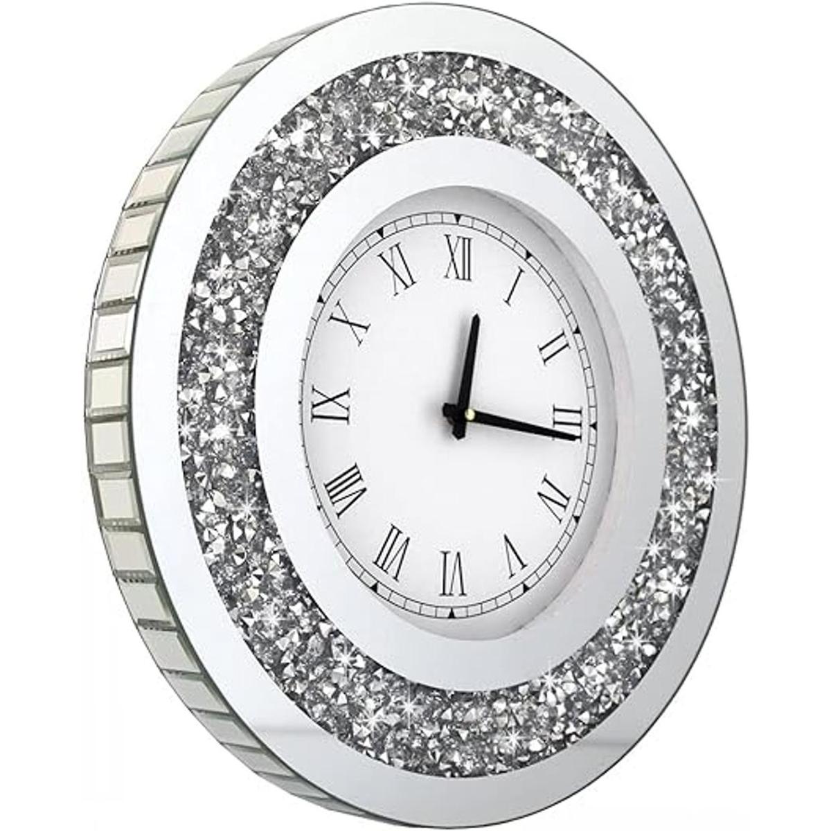 DMDFIRST Reloj de espejo redondo plateado brillante