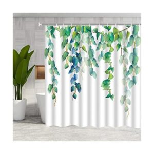 DMTTY Cortina de ducha verde hoja fresca verano baño_1