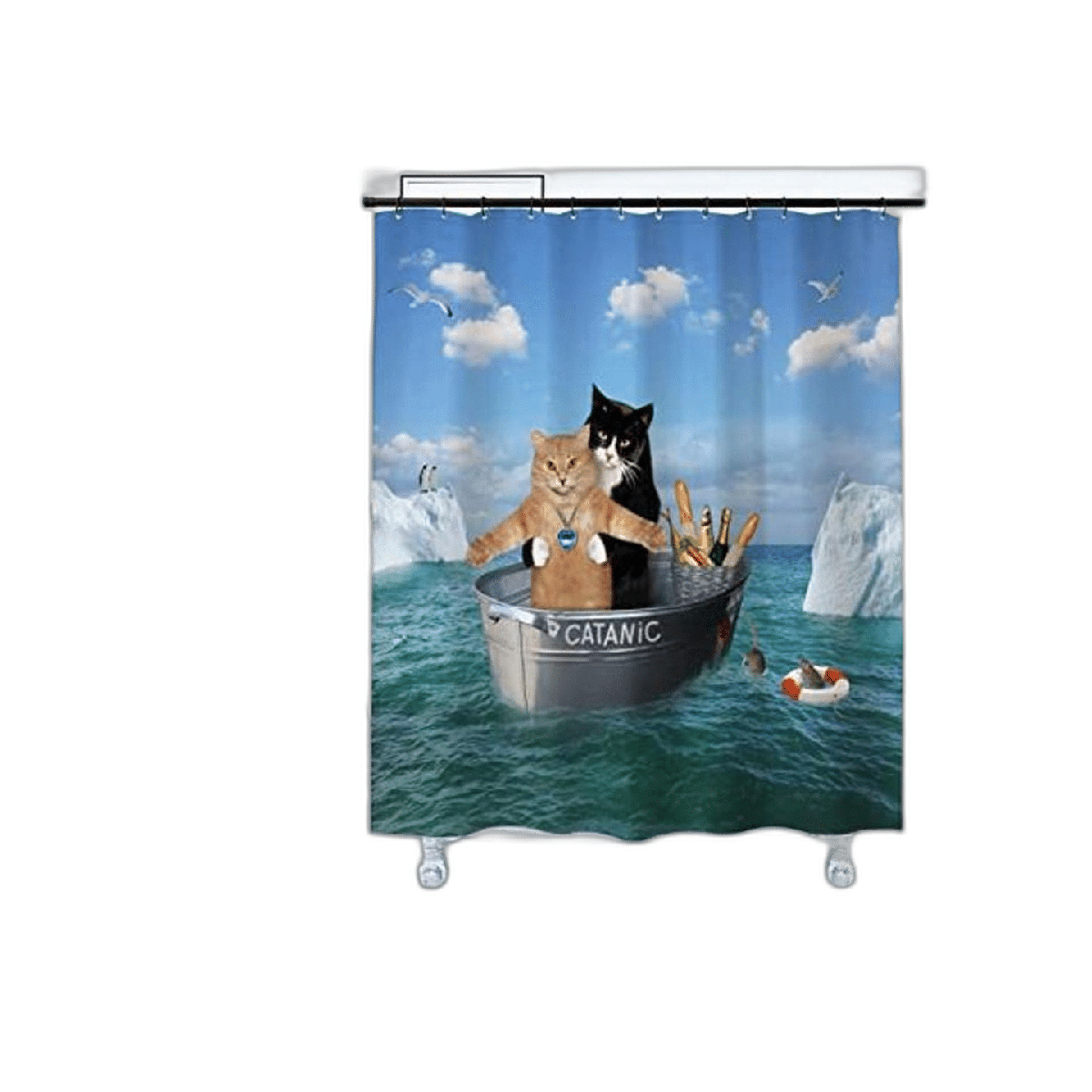 DOMOKU Cortina de ducha para gatos divertida para