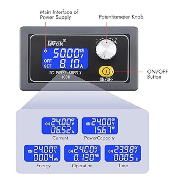 DROK Convertidor de CC 655 V a 050 V 8 A 400 W 6 V 12_3