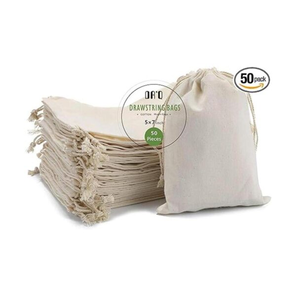 DRQ Bolsas de algodón con cordón bolsas de muselina_1