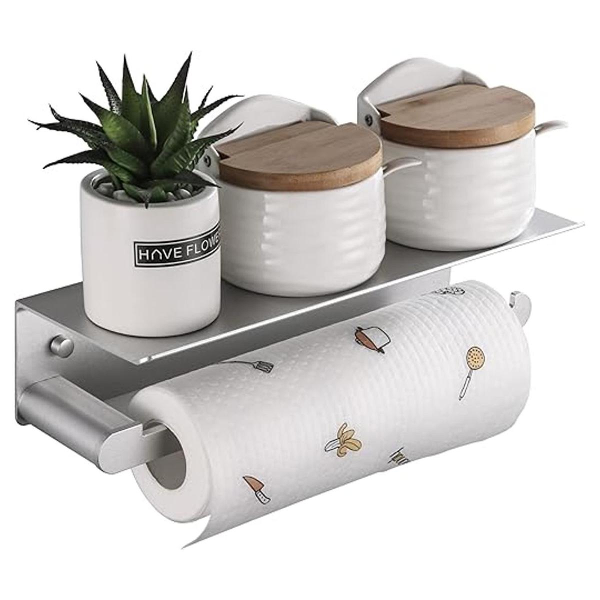 DUFU Soporte para toallas de papel con estante para