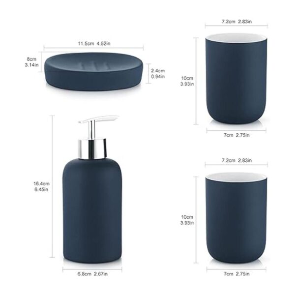 DUFU Juego de accesorios de baño azul de 4 piezas juego