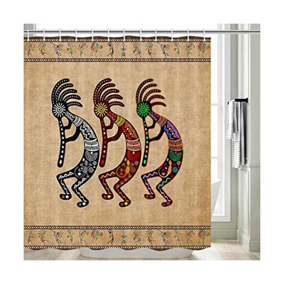 DYNH Southwestern Cortina de ducha con ganchos incluidos