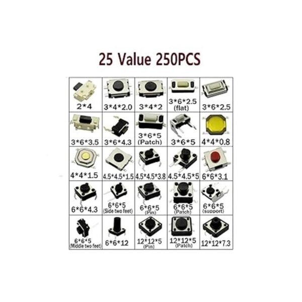 DaFuRui Kit surtido de interruptor táctil SMD de 250_2