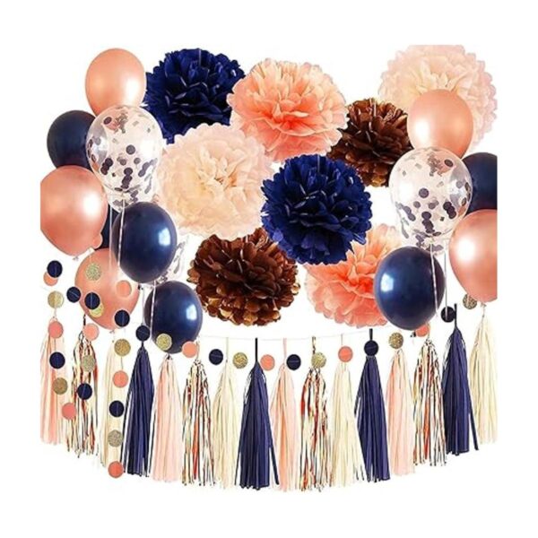 Decoraciones de cumpleaños de oro rosa azul marino para_2