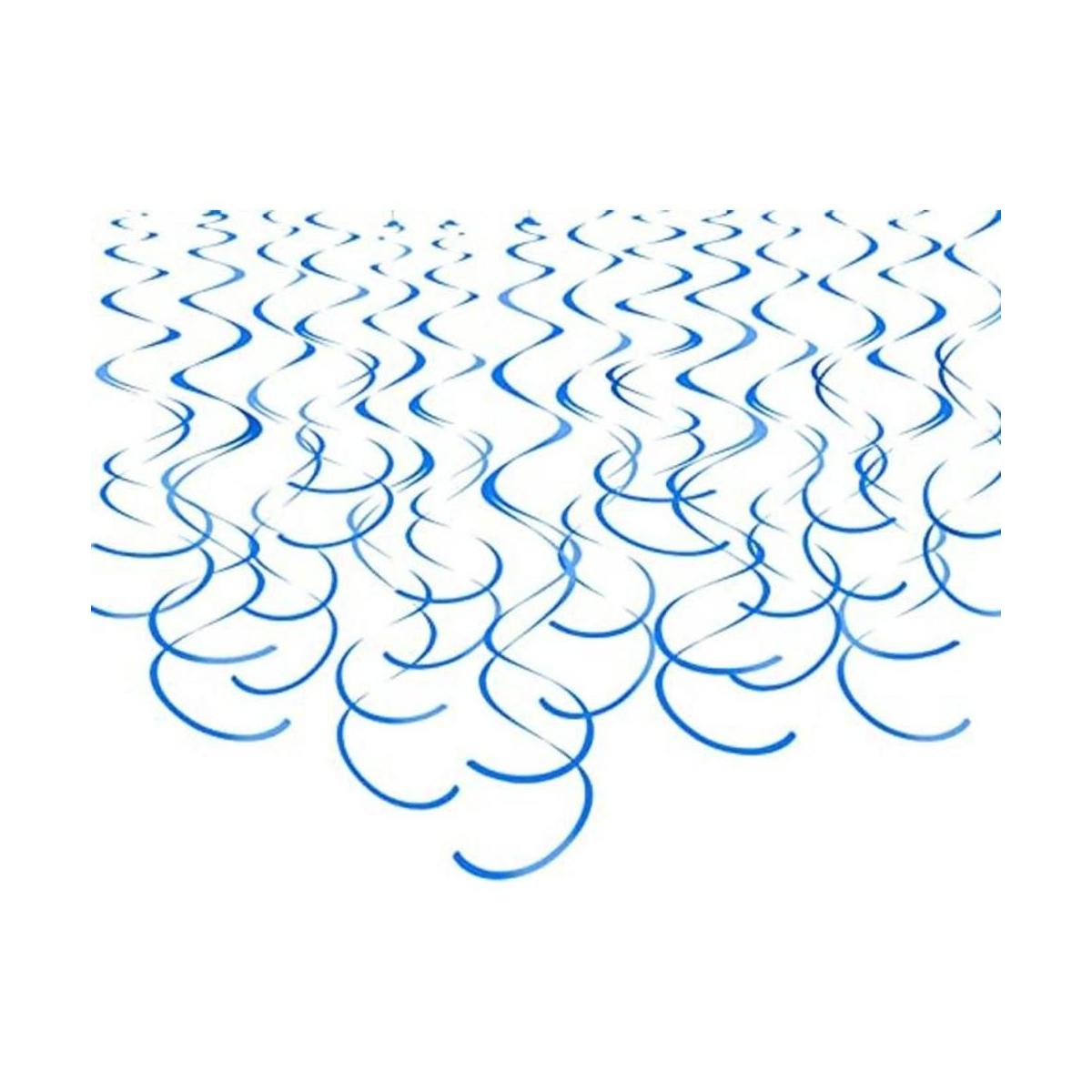 Decoraciones de remolinos colgantes azules de plástico