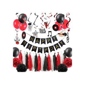 Decoración de fiesta de cumpleaños con temática de rock_1