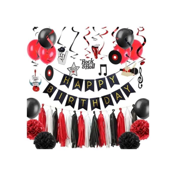 Decoración de fiesta de cumpleaños con temática de rock_1