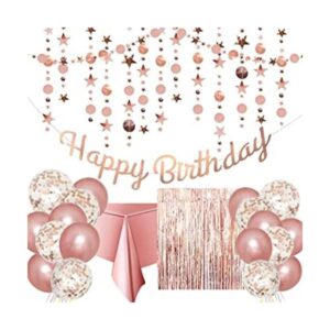 Decoración de fiesta de cumpleaños de oro rosa pancarta_1