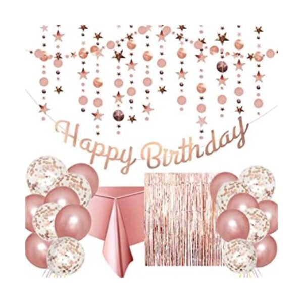 Decoración de fiesta de cumpleaños de oro rosa pancarta_1