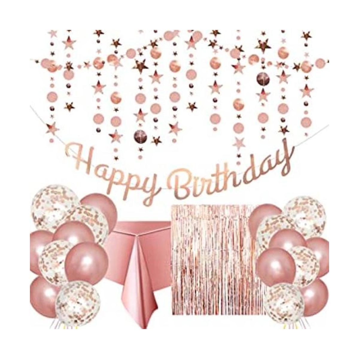 Decoración de fiesta de cumpleaños de oro rosa pancarta
