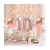 Decoración de cumpleaños número 10 para niña oro rosa_2