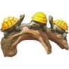 Decoración de jardín con diseño de tortugas en troncos con_1
