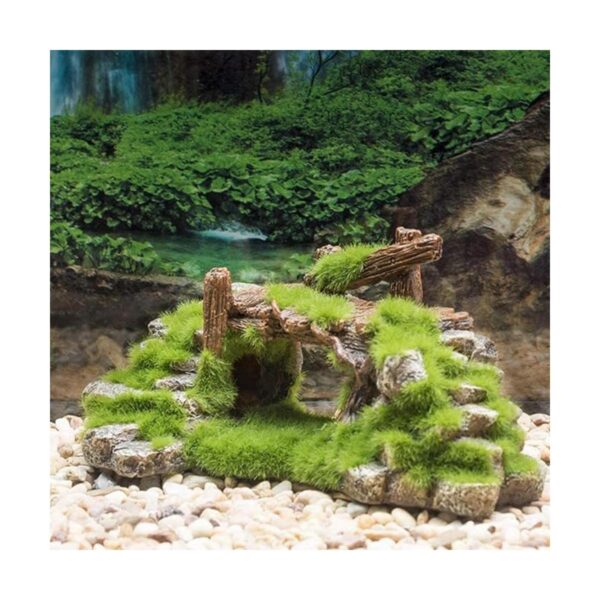Decoración de pecera de musgo plantas de piedra ruinas_3