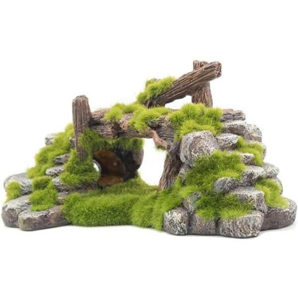 Decoración de pecera de musgo plantas de piedra ruinas_1