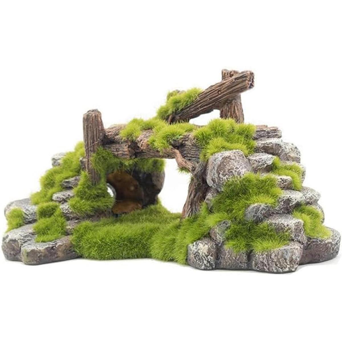 Decoración de pecera de musgo plantas de piedra ruinas