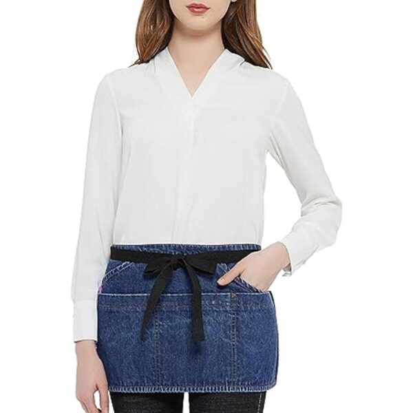 Delantal 100 algodón Denim cintura con bolsillo con