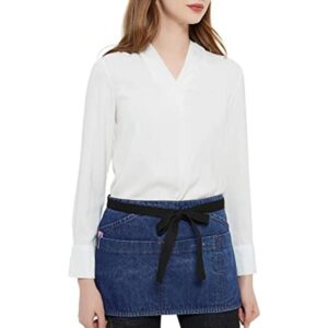 Delantal 100 algodón Denim cintura con bolsillo con