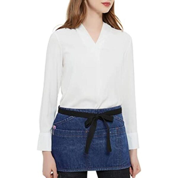 Delantal 100 algodón Denim cintura con bolsillo con