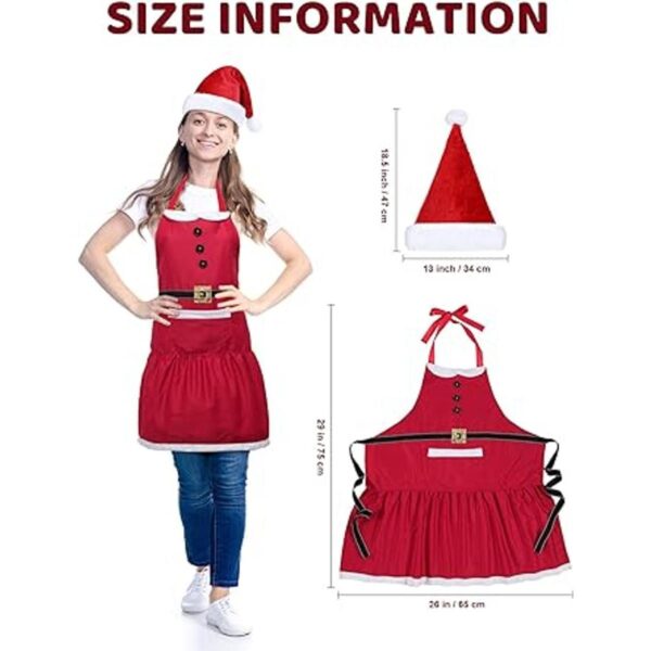 Delantal de Papá Noel de Navidad con bolsillos y sombrero_2