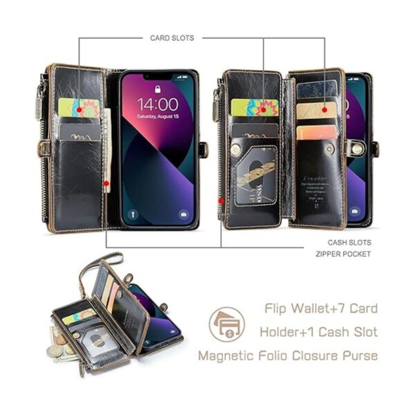 Defencase Funda tipo cartera para iPhone 13 funda para_3