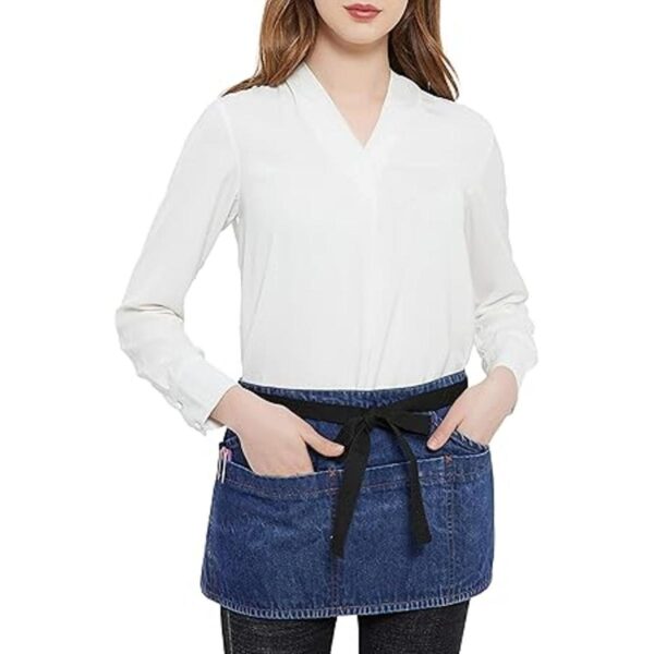 Delantal 100 algodón Denim cintura con bolsillo con