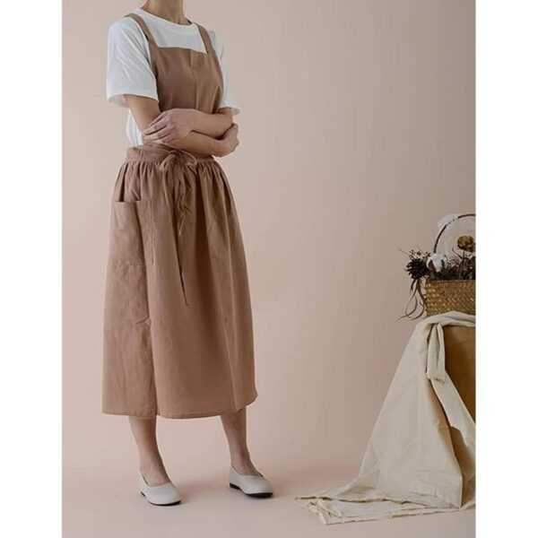 Delantal de lino de algodón estilo japonés impermeable_2