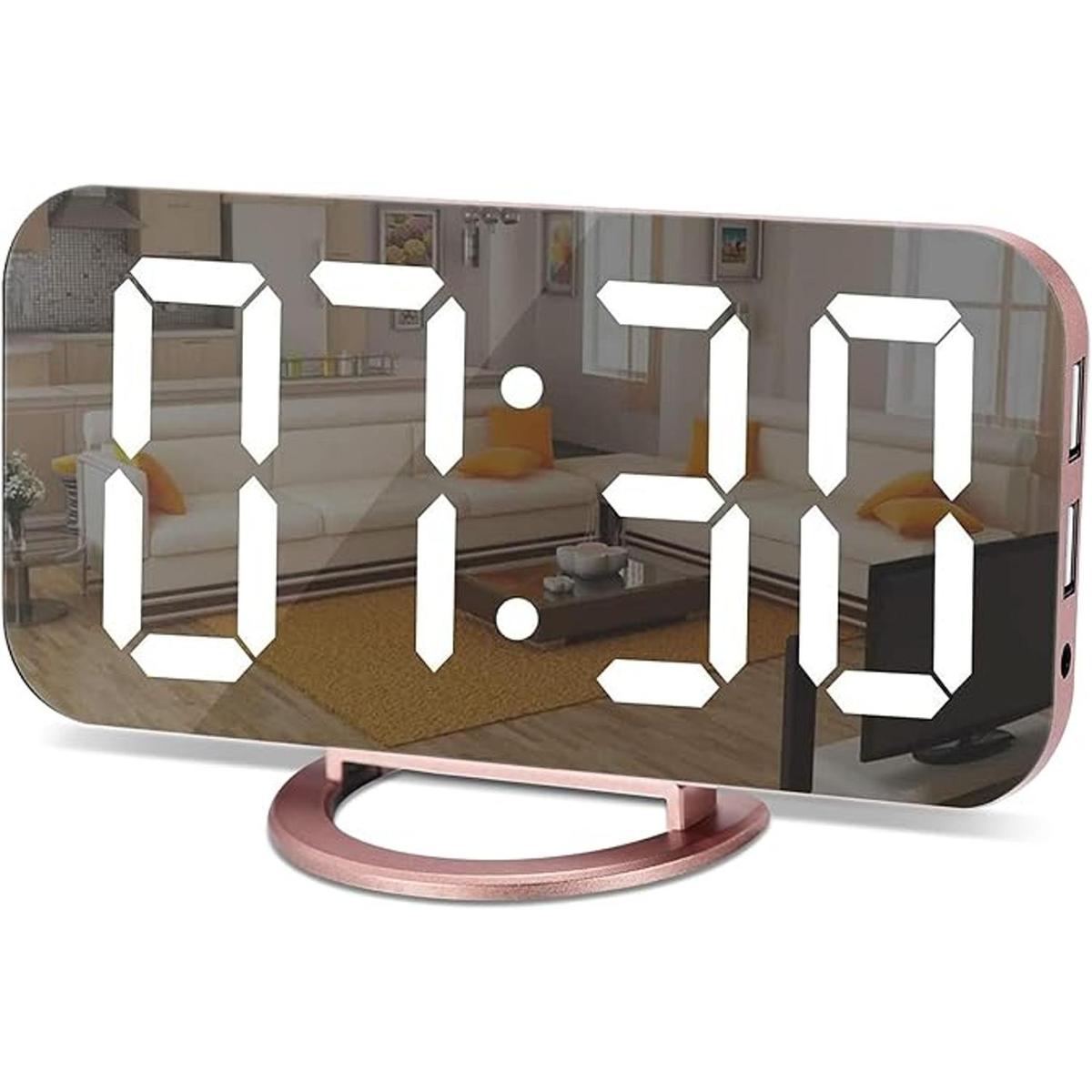 Despertador para dormitorio LED y espejo digital de