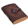 Diario de cuero vintage con relieve de lapislázuli azul_1