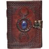 Diario de cuero vintage con relieve de lapislázuli azul_3