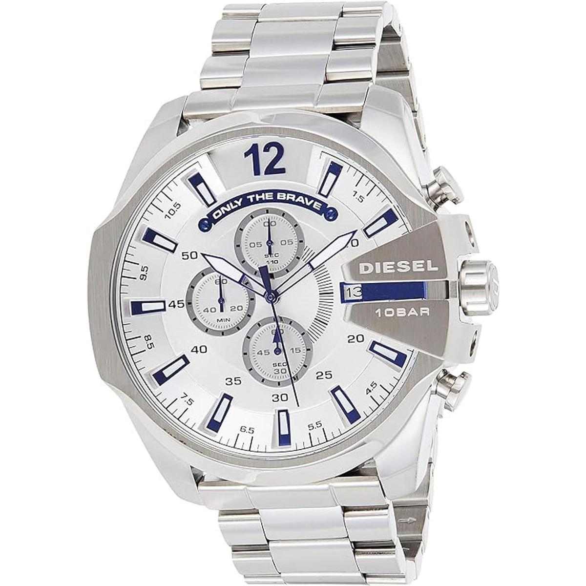 DZ4477 Mega Chief Reloj de cuarzo plateado con
