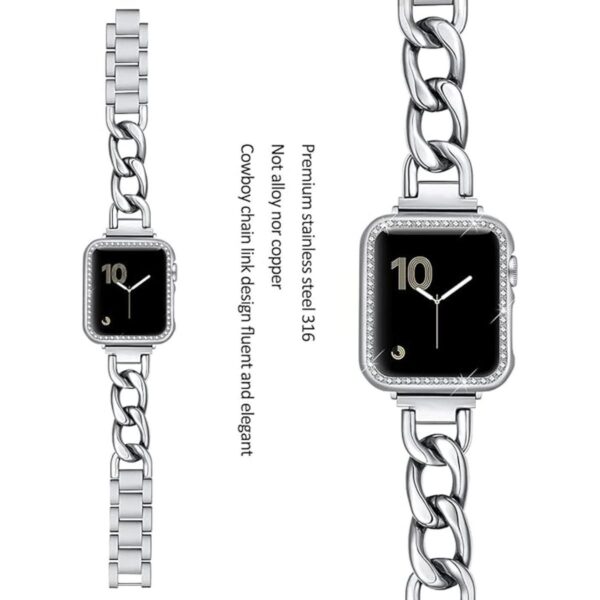 Dilando Cool Chain Correa de metal plateada compatible_2
