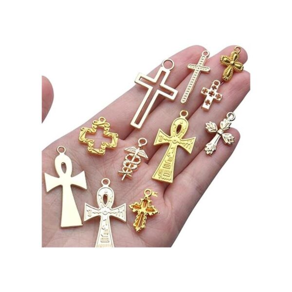 Dijes de cruz dorada de 3.53 oz surtidos de cruz de Ankh