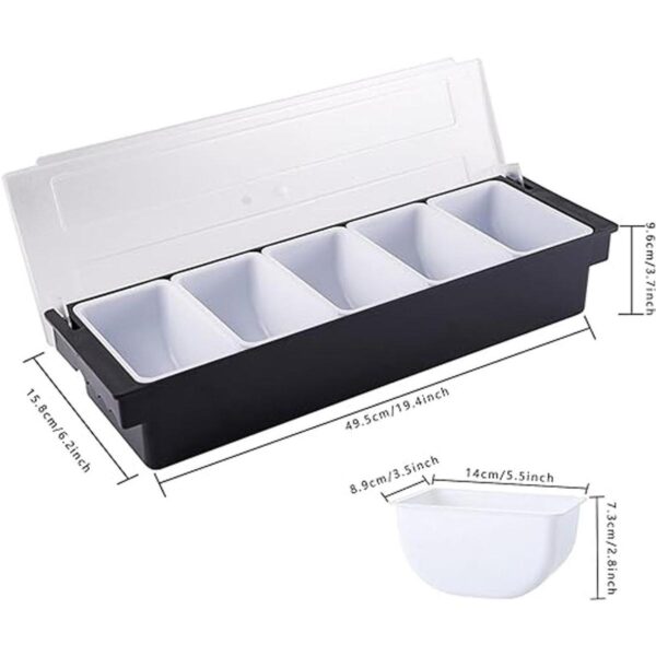 Dispensador de plástico de 5 compartimentos para