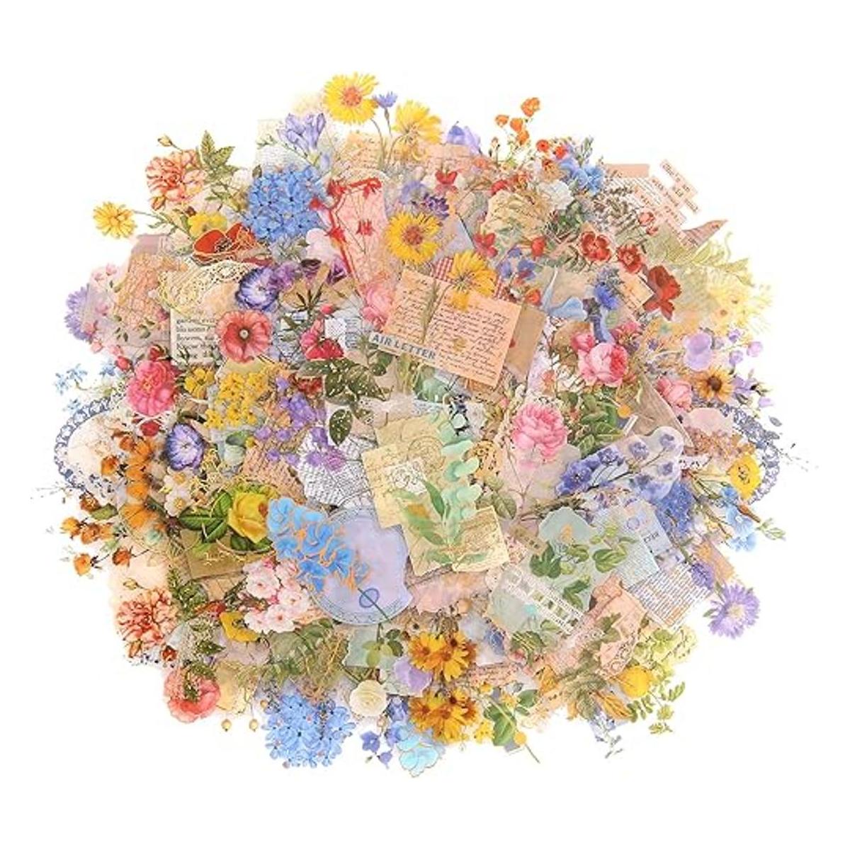 Dizdkizd Calcomanías florales de papel de aluminio dorado