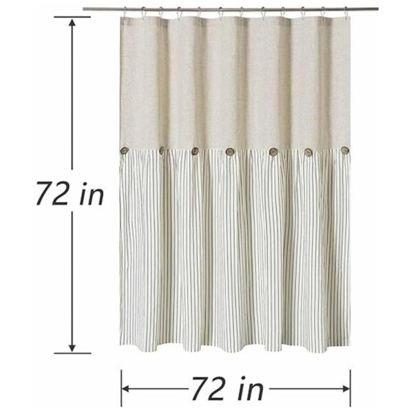 Dosly Idées Cortina para ducha de lino beige con botón_5