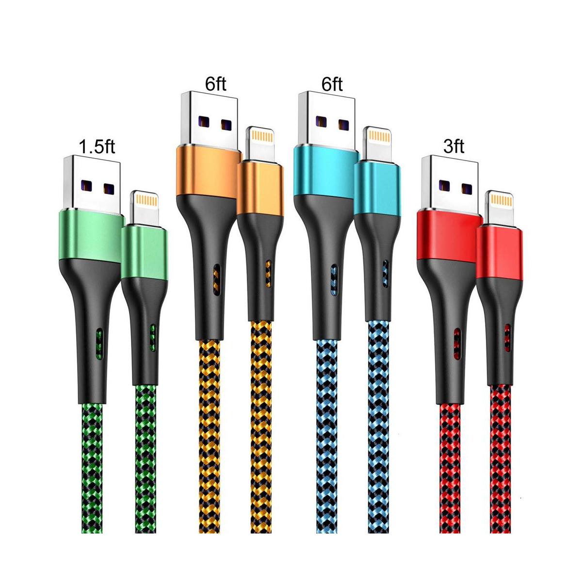 Durcord Cable de carga para iPhone paquete de 4